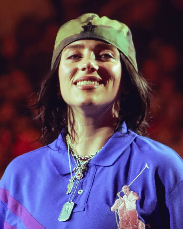 Billie Eilish performing at The O2 in London in 2025, creator of the Eilish perfume brand